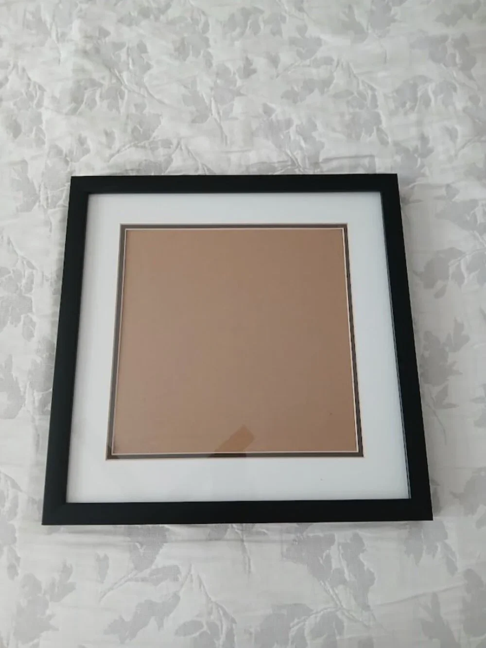 Large Modern Picture Frame - black with white matting & glass front
